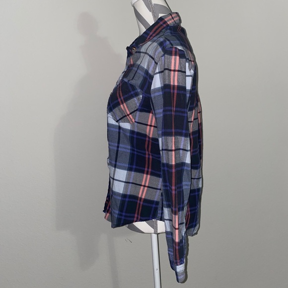 Urban Outfitters BDG | Grey Blue Red Purple Plaid Flannel Shirt Womens Medium - Picture 4 of 8